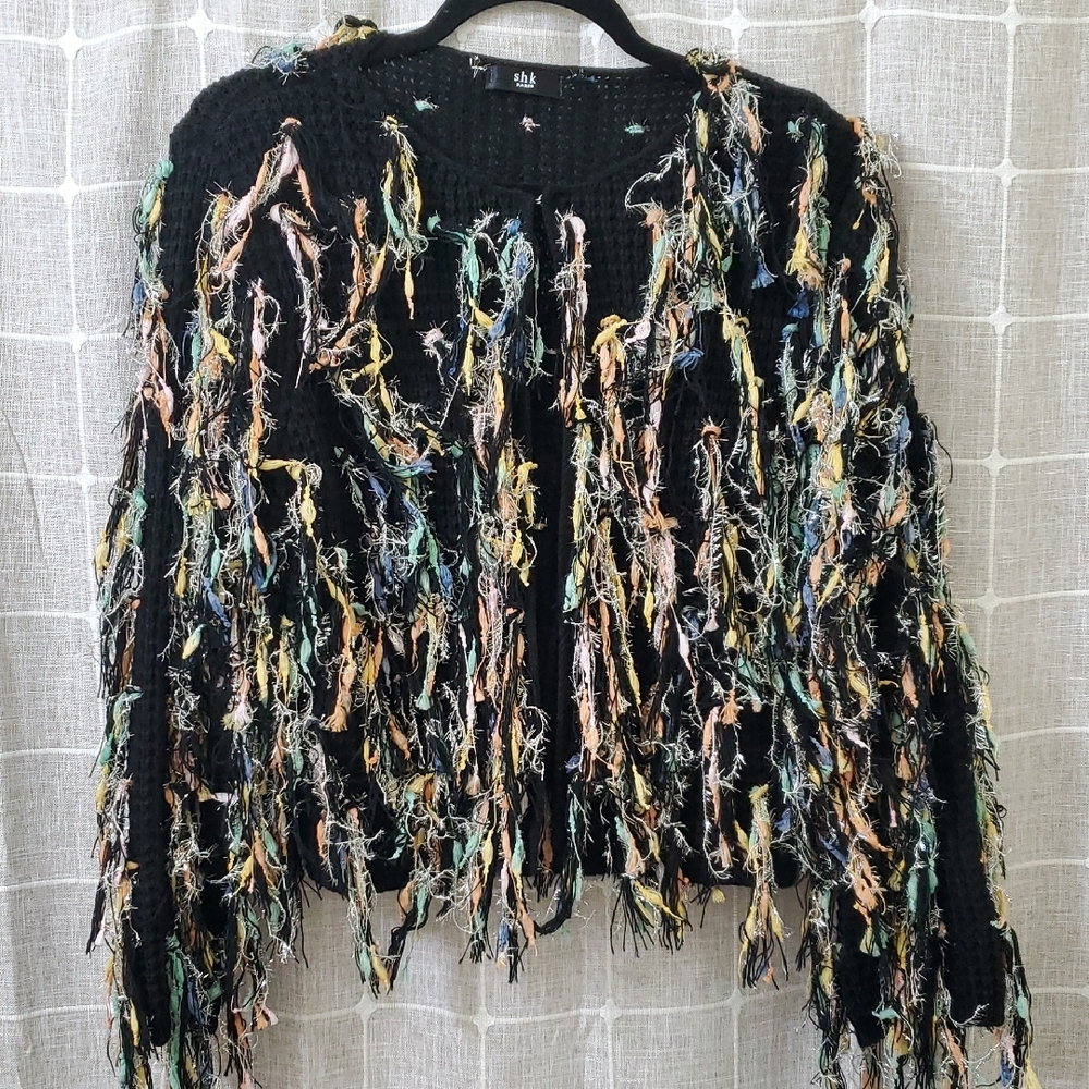Life's A Party Tinsel Cardigan with Artistic Fringe